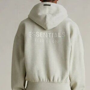 Fear of God ESSENTIALS Heather Stone Classic Fleece Zip Up Hoodie, XS, NWT